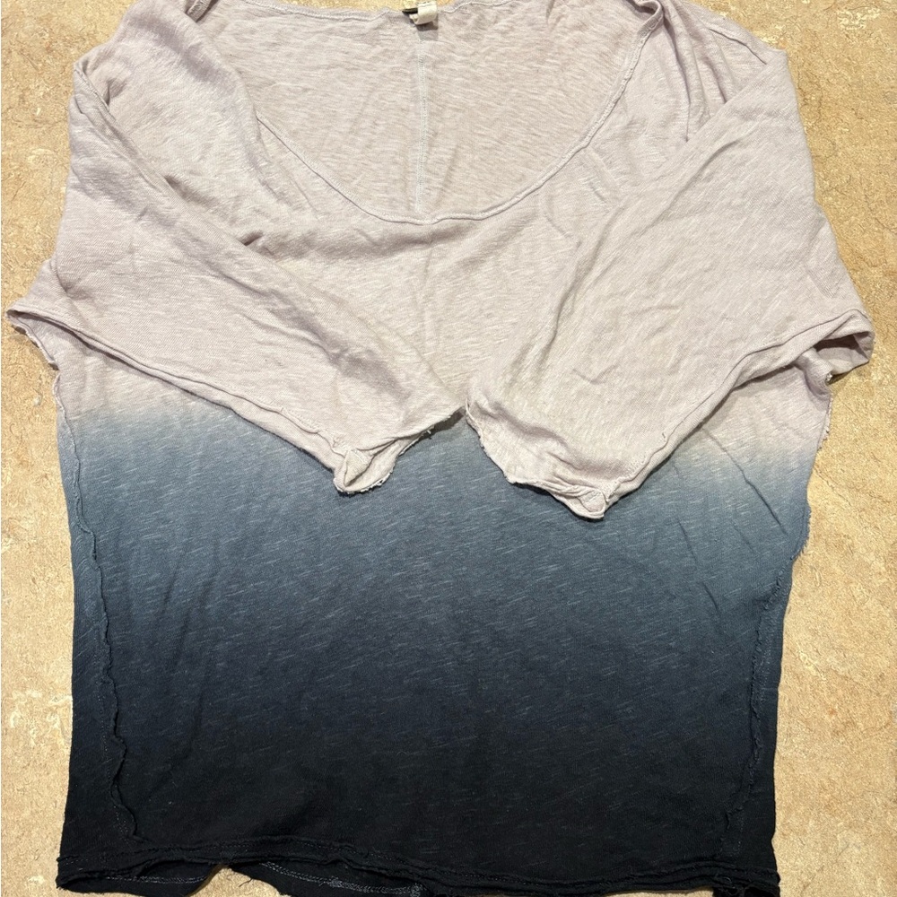 We The Free Gray-ish Purple and Blue Ombré  Top.Cotton Linen Blend. Medium